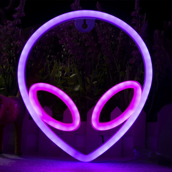 Äitienpäivälahja Pinkki ja sininen Alien LED Neon valot - Hieno seinä