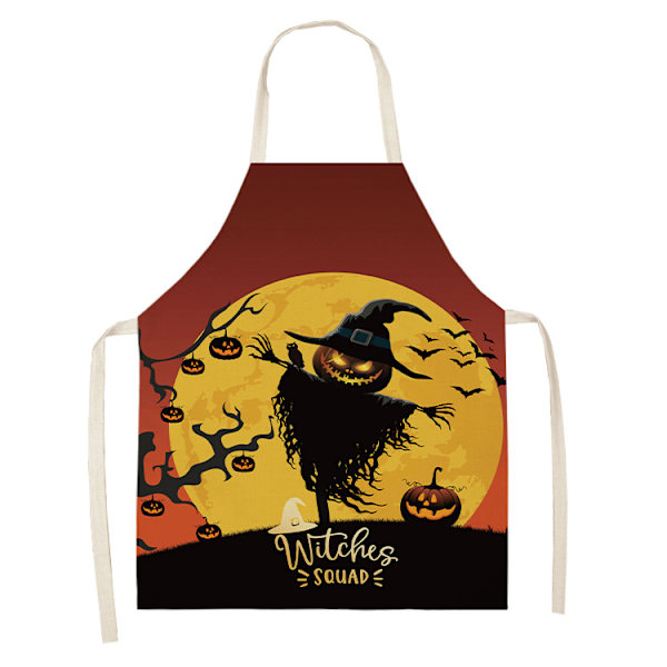 Halloween-förkläde Pumpa Kockförkläden Häxhatt Kors Baka A