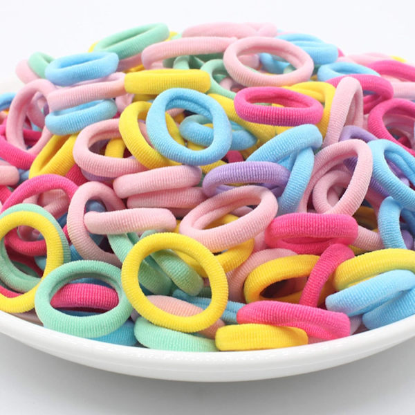 100 st elastiska hårband, färgglada mini mjuka hästsvansband flerfärgade H