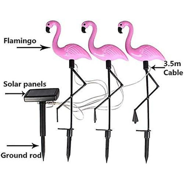 Utomhus solcellslampor, 3-pack Flamingo trädgårds LED-lampor solcellsvatten