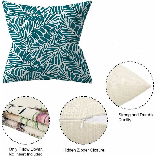 Set med 4 utomhuskuddfodral, 45x45cm Vattentät Soffa Linne Pi