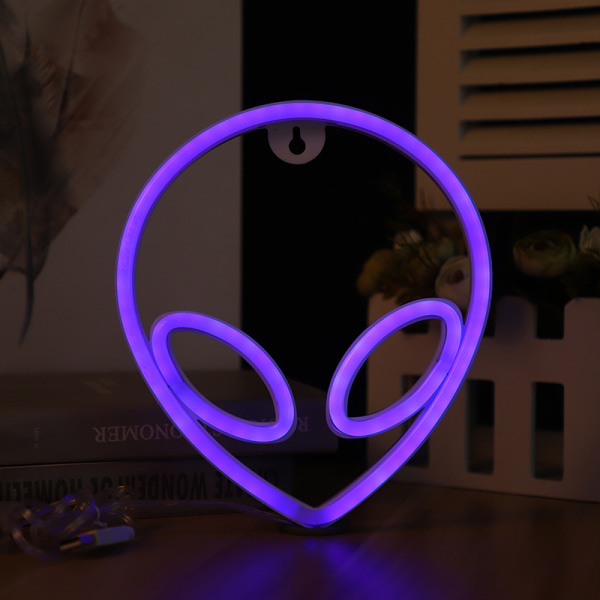 LED Alien Neon Lampe Vegghengende Modelleringslampe Soveromsdekorasjon