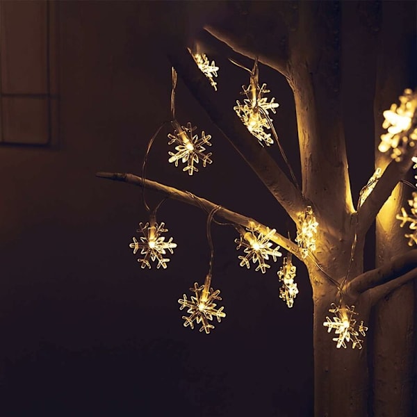 Snöstjärne ljusslinga, 6M 40 st batteridriven LED-fe ljusslinga