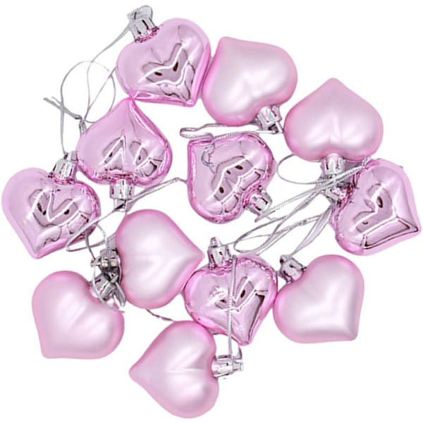 12 hjärtformade ornament för alla hjärtans dag och jul, 2 olika stilar