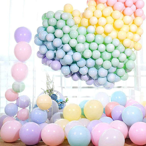 Ballonger Pastell, 100 st Latex Färgade Ballonger, Färgglada Luftballonger