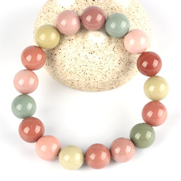 Naturlig Alxa Agat Macaron Armbånd (Boutique - 8mm)