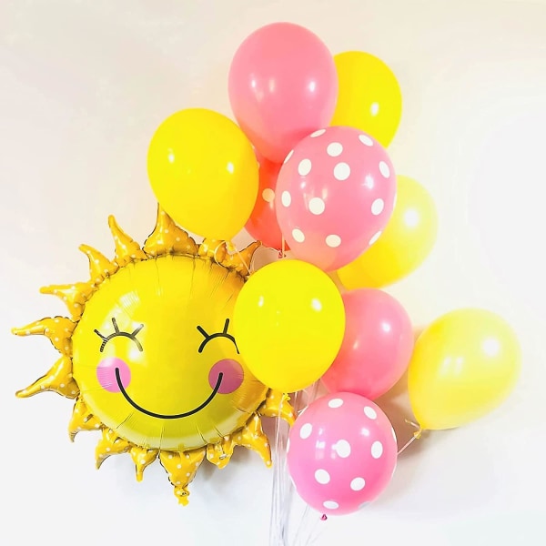 Hagedekorative 60 cm, 5 stk solsikkefolie ballonger Smiley Su