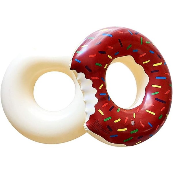 Uppblåsbar simring Donut boj Donuts uppblåsbar poolring Donut form flytande ring luftmadrass stor sommar pool strandleksak brun 90cm