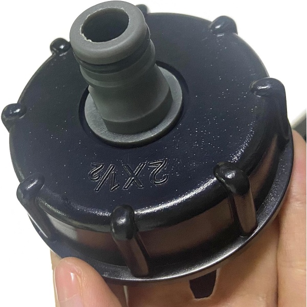 2 st IBC-behållarelock, anslutnings-/nippelplugg, 1/2\" utloppsdiameter, 60 mm inloppsdiameter för IBC-tonventil - Svart