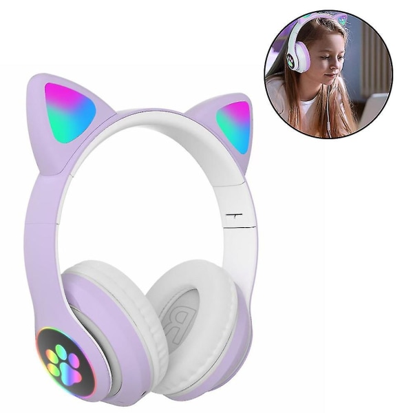 Hörlurar Cat Ear Trådlösa hörlurar, LED Light Up Bluetooth He