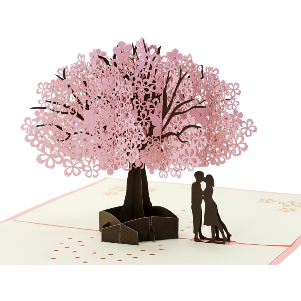 Handgjorda Cherry Blossom Card Pop Up 3D Blomma Card Romantisk kärlek