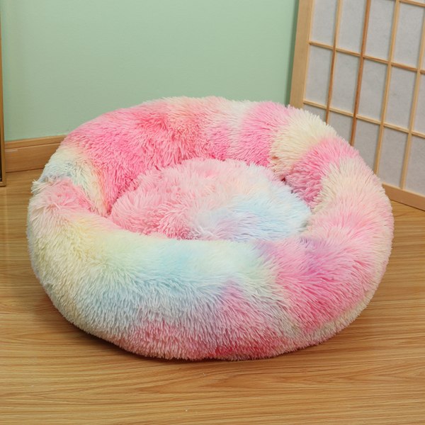 Inomhus katthus säng, färgglad söt mjuk säng för katt-50cm i diameter