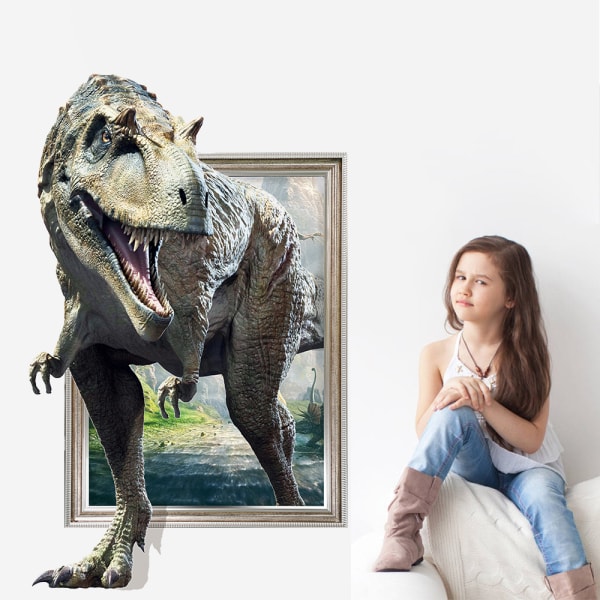 3D bruten vägg realistisk dinosaurie sovrum vardagsrum barns