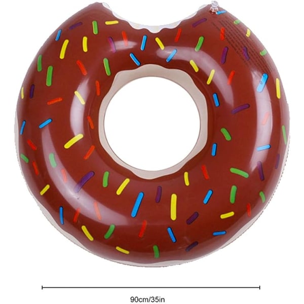 Uppblåsbar simring Donut boj Donuts uppblåsbar poolring Donut form flytande ring luftmadrass stor sommar pool strandleksak brun 90cm