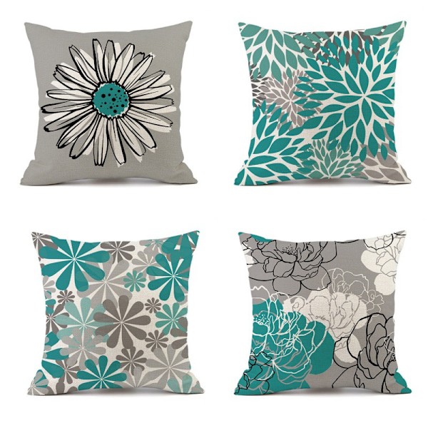 Set om 4, Utomhus kuddfodral, vattentätt kuddfodral, 45 x 45