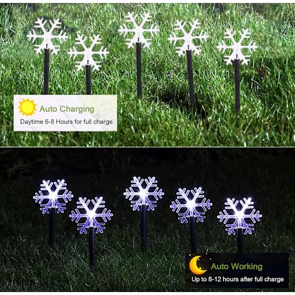5-pack LED-trädgårdslampor för trädgård, vattentäta solcellslampor för gångar, juldekoration för vinterfest, gräsmatta, bröllopsfestival (kallvitt)