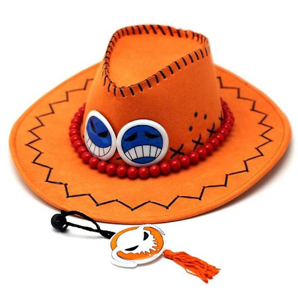 Anime Portgasd Ace Cowboyhatt Cosplay Hatt Pirater Mössa Mocka Kostym