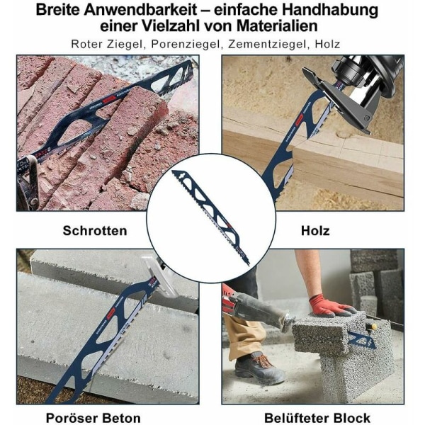 Tungsten Carbide Stålsavklinge til Metal, Træ, Sten, Savklinge til Aeret Beton, Mursten, Beton, Cementplade, Længde (455mm (S2243HM))