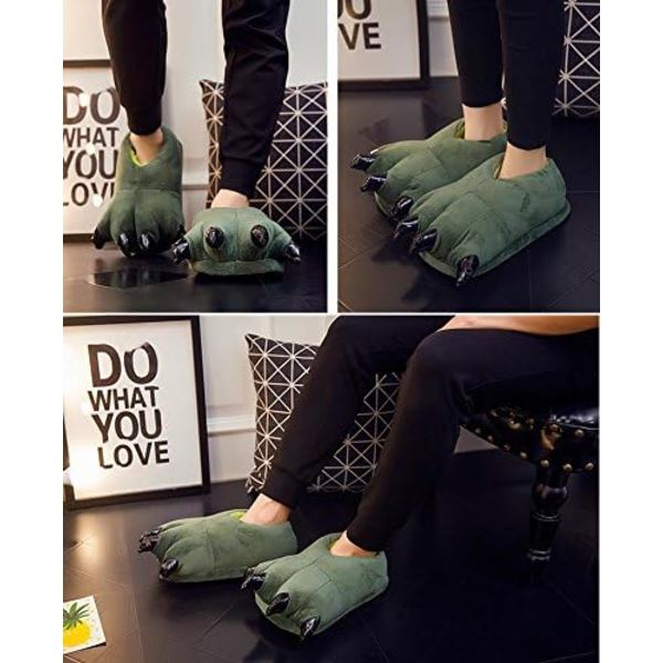 Unisex Paw Shoes plysch dinosaurieklo tofflor vinter varma hem fuzzy Monste