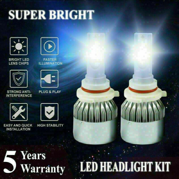 1 Pair 9005 H10 HB3 COB LED Headlight Kit Bulbs 1800W 270000LM 60