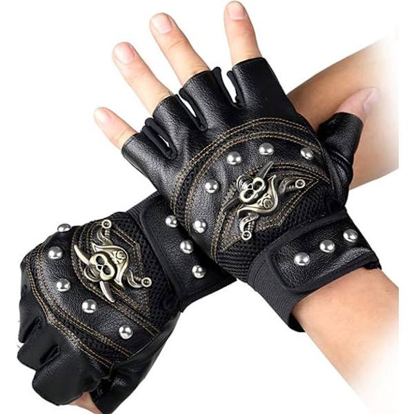 Svarta nitar handskar steampunk gotiska handskar punk kläder nitar mo
