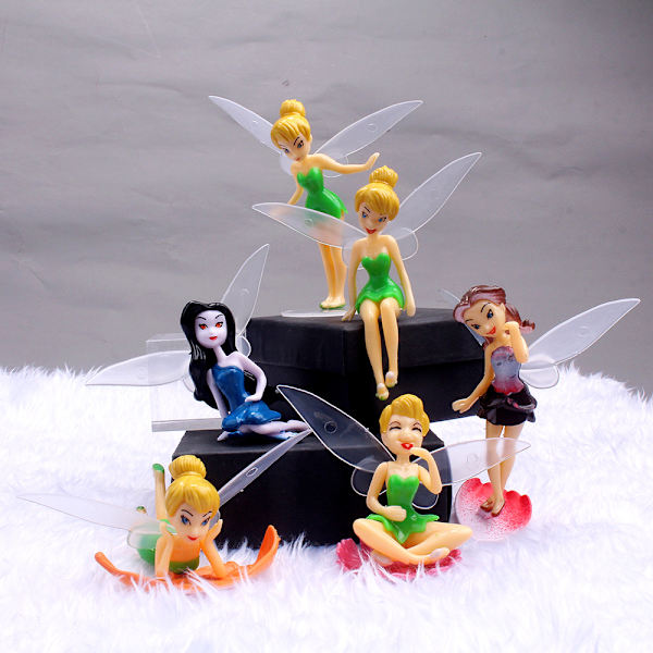 6-pack miniatyrfe figurintillbehör, blomkrukahängare