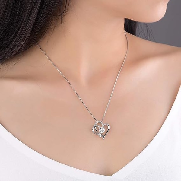 Hjärthalsband Guldpläterade Cubic Zirconia hänge Halsband för w