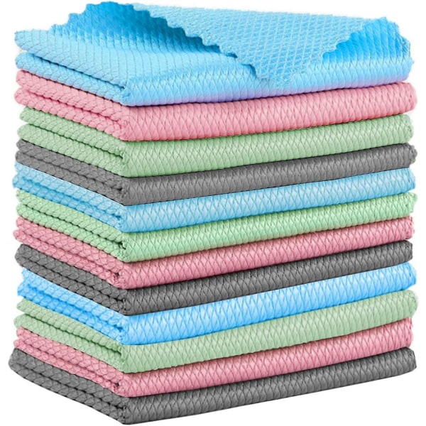 12-pack rengöringsdukar, 40 x 30 cm mikrofiber rengöringsdukar återanvändbara rengöringsdukar för kök, badrum, fönster