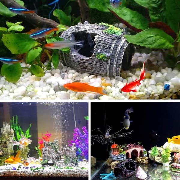 2 st Resin Cave Rock Dekoration Resin Broken Barrel Akvarium