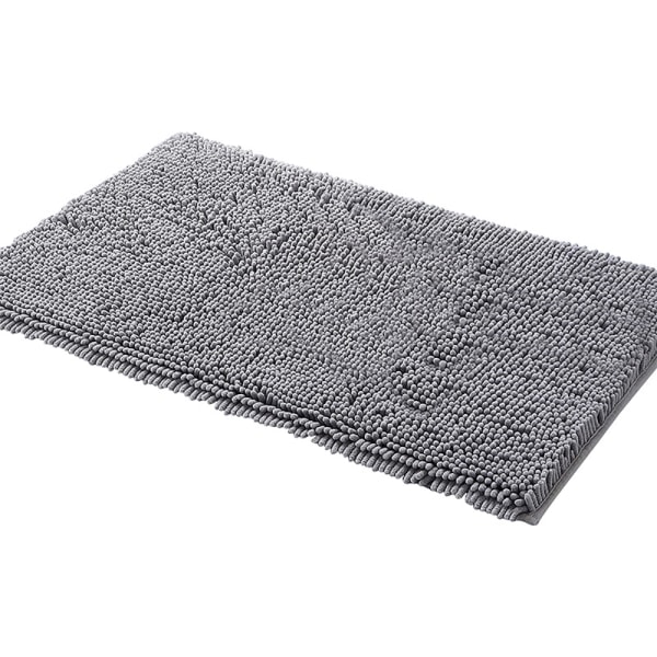 Skridsikker bademåtte, badeværelsestæppe, 41x61 cm, blødt absorberende, grå