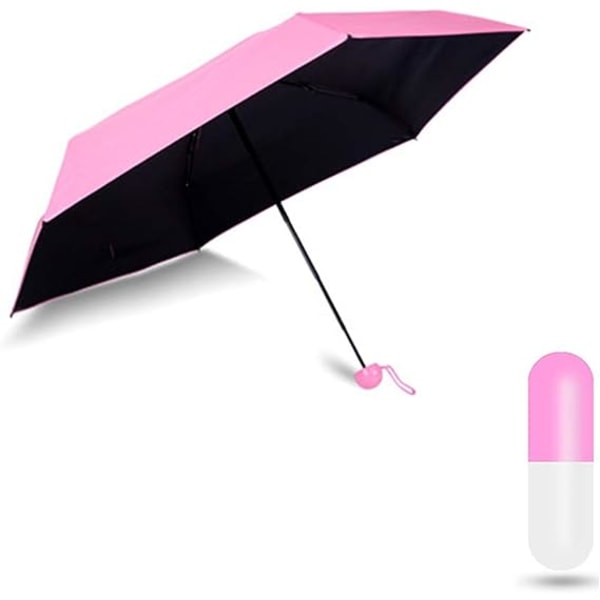 Mini Compact Sateenvarjo Tuulenpitävä Travel Sun & Rain kapselikotelolla