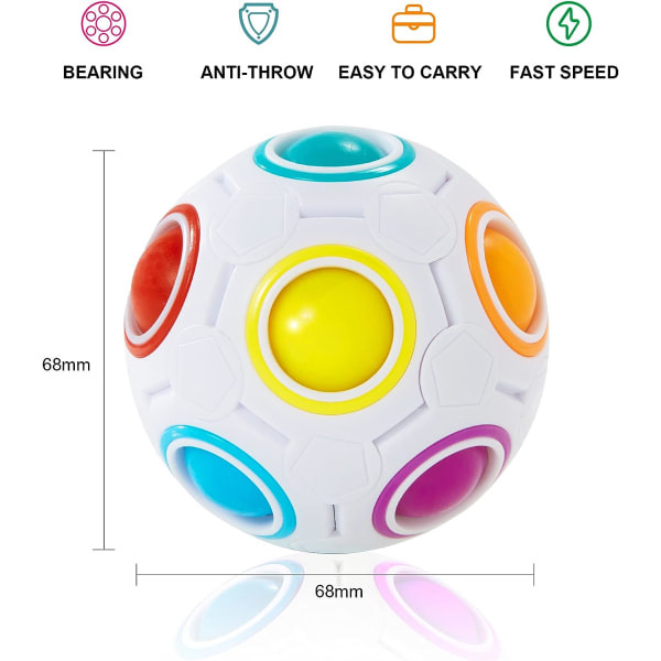 Magisk regnbågsboll, Fidget Ball Puzzle Game Rolig Decompression Magic Ball Brain Solver Barn, Tonåringar och Vuxna Fidget Toys - 4 Pack