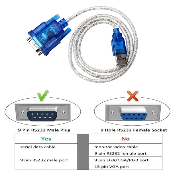 Cisco Konsolkabel Seriell Kabel RJ45 till DB9 och RS232 till USB (2 i 1) För