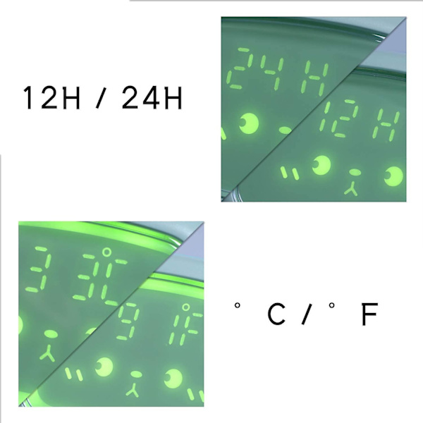 Digital väckarklocka för barn Soluppgångssimulator, Time Angel LED-väckarklocka för sovrum med väckningsljus och nattljus Uppladdningsbar nätansluten säng (Mintgrön)