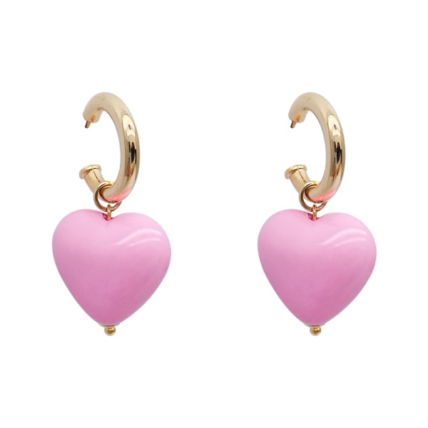Silver stilett rosa hjärta örhängen enkla mode örhängen små