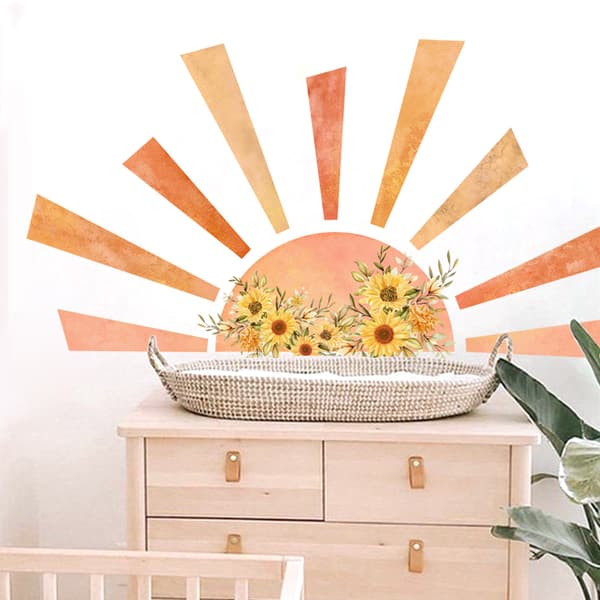 Solrosväggdekaler boho solväggdekaler barnrumsväggdekaler flickrum