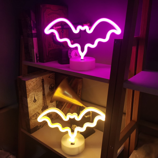 Bat-formede neon skilte neon lys LED til vægdekoration Gaming Zone