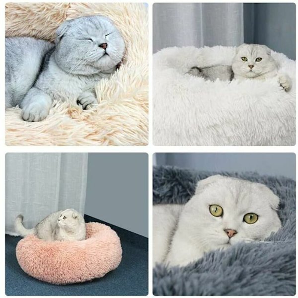 Rund mjuk fleece husdjursbädd filt sovande kattbädd rosa valpbädd