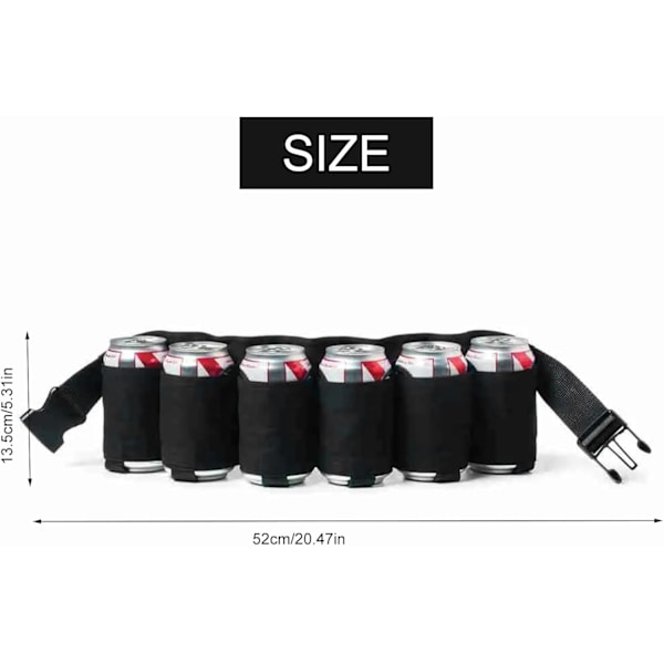 Soda Öl Bälte, Öl Bälte med 6 Fickor, Portabelt Öl Bälte, Öl Bälte, Ad