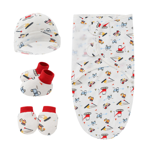 BABY Newborn Swaddles Sovsäck och hatt, anti-scratch handskar, fo