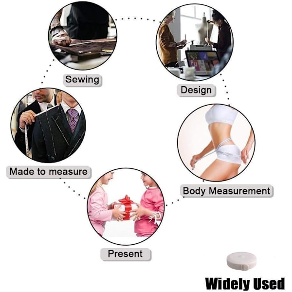 Mjukt måttband, hopfällbart syband 5 stycken flexibelt måttband med tryckknapp för kroppsmätning kläder viktminskning 1,5 meter/ 60 tum