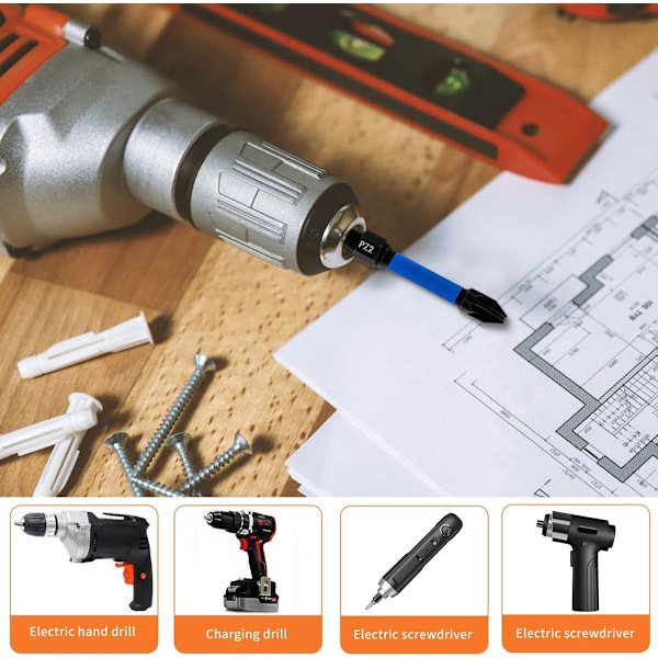 Professionell Pozidriv Skruvmejselbits Set 10st Längd 50mm PZ2 Magnetisk Im