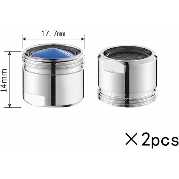 2 st vattenbesparande filterkranluftare M18, kranluftare, kranluftare tillbehör 18 mm universellt munstycke, för badrums- och kökskran (rostfritt stål)
