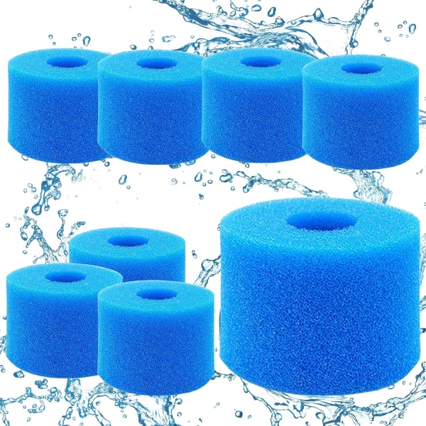 Simbassängsfilterpatroner, 8-pack skumfilter för pool, simbassängsfiltersvamp för Intex typ S1, återanvändbar skumfilterpatron, 108*40*73MM