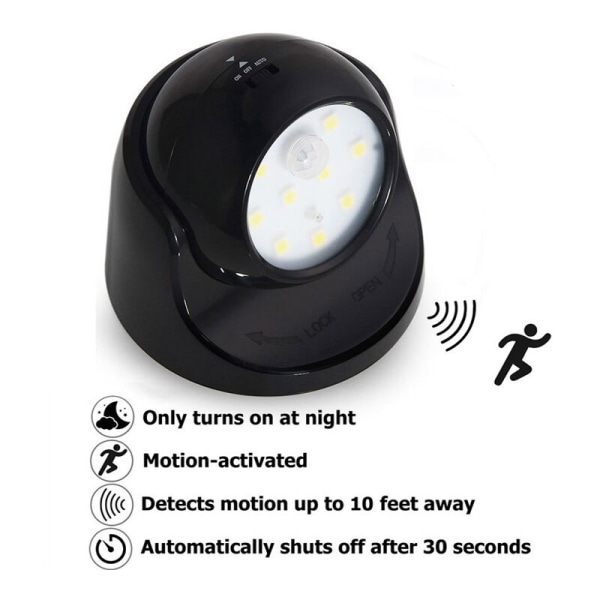 Utomhusvägglampa med rörelsesensor LED-utomhuslampa Sladdlös