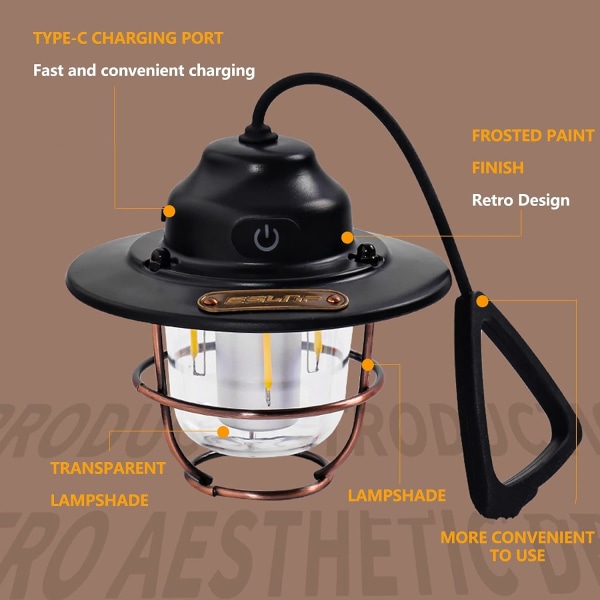 LED-campinglanterne oppladbar Ultra Bright Solid og Fall-Res