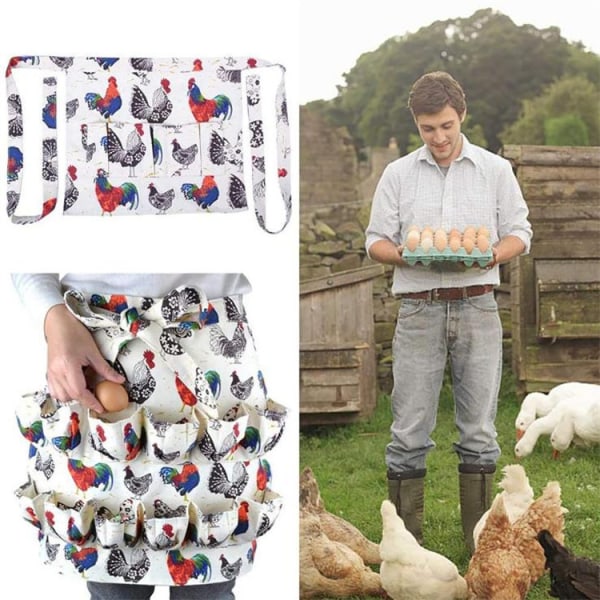 Egg Collecting Apron, 12 Lommer Hane Hønse Trykk Lerretegg Apron, Kylling Stativ, Husholdningstilbehør, Gårdsbruk, Kjøkken, Arbeidshus