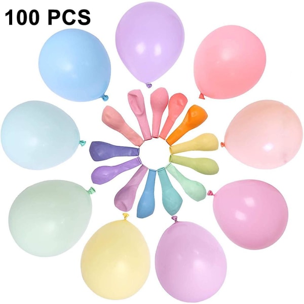 Balloner Pastel, 100 Stk Latex Farvede Balloner, Farverig Air Bal