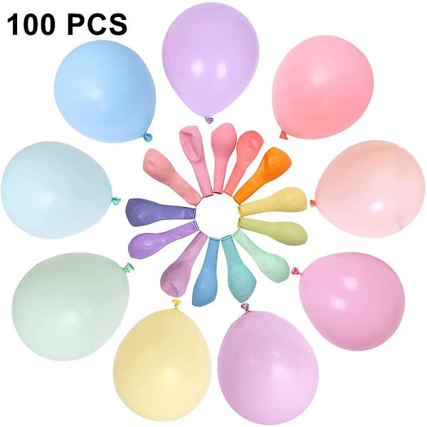 Ballonger Pastell, 100 st Latex Färgade Ballonger, Färgglada Luftballonger