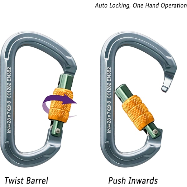 Karabinkrok Selvlåsende Karabinkrok Klips Heavy Duty Aluminium Karabinkrok for Klatring